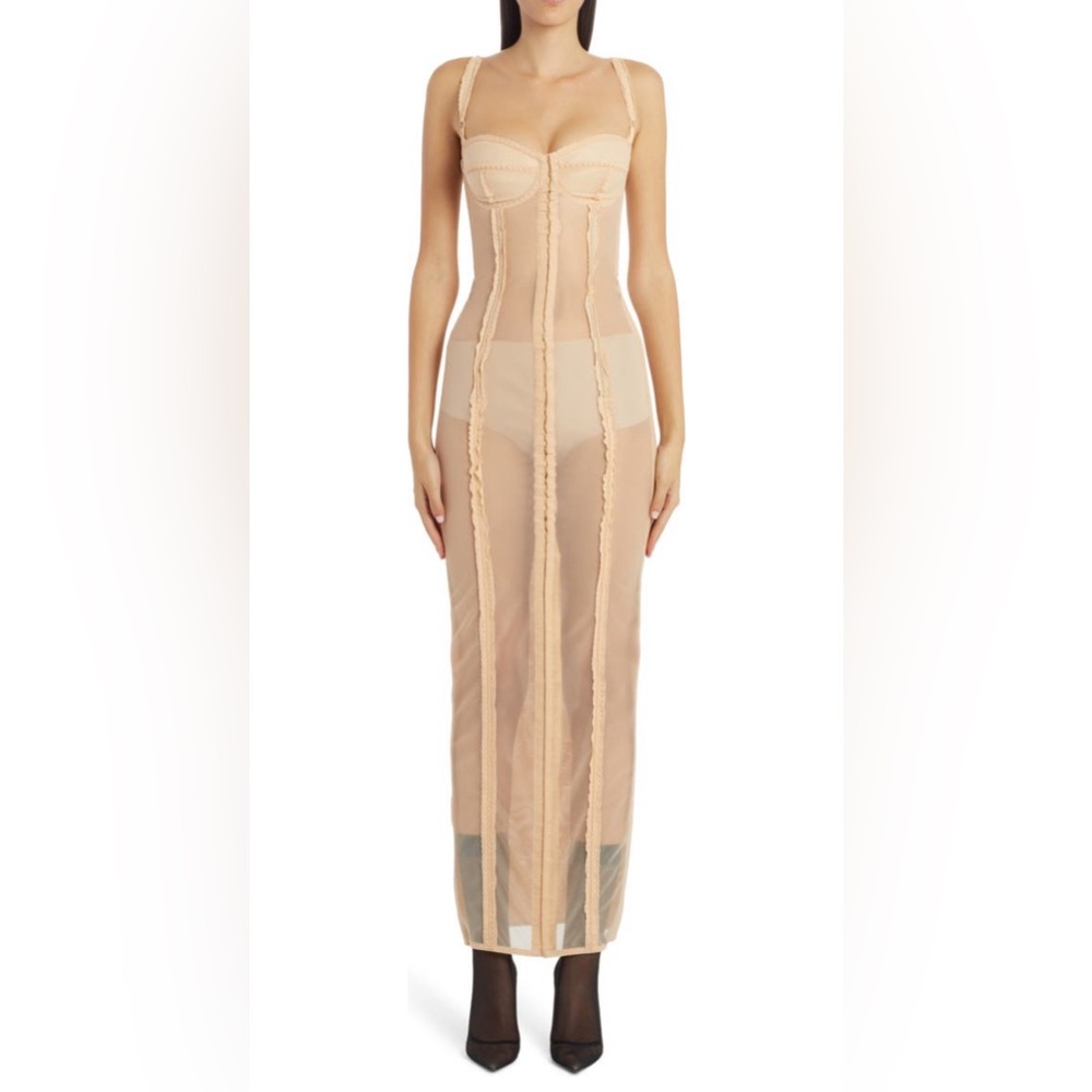 Dolce & Gabbana Kim Marquisette Corset Midi Dress NWOT